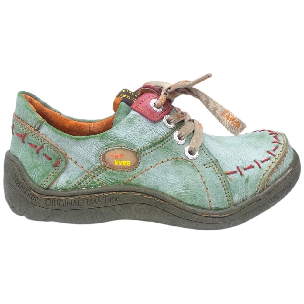 TMA EYES Women's Leather Comfort Sneakers Walking Shoes Women's 8.5 Green - Picture 2 of 8
